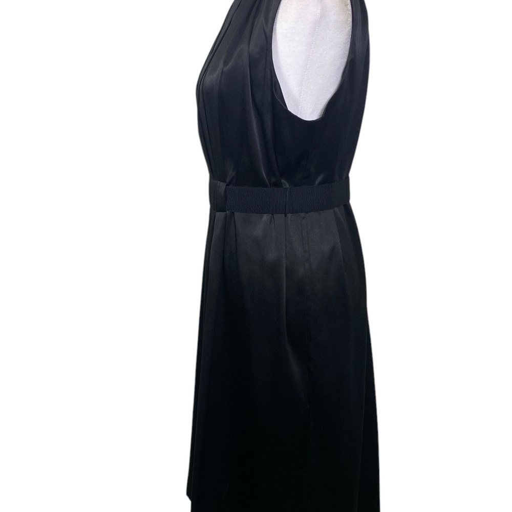 Simply Vera Wang Sheath Dress Size L Black Ruffle Collar Pleated Belted Party - Picture 6 of 8